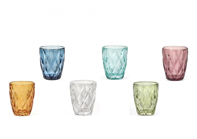 Set 6 Bicchieri Acqua in Pasta di Vetro Multicolor - Murano