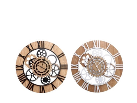 Orologio ingranaggi da parete in ferro e legno 55cm Ad Trend