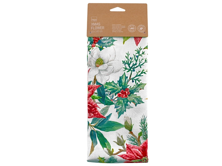 Runner Xmas Flower 40x140 H&H Life Style