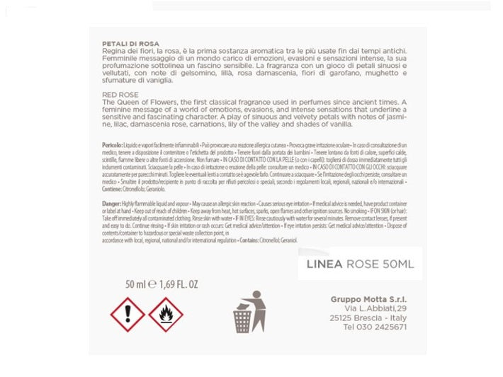 Profumatore d'ambiente vetro diff rosa legno 50ML PETALI DI ROSA