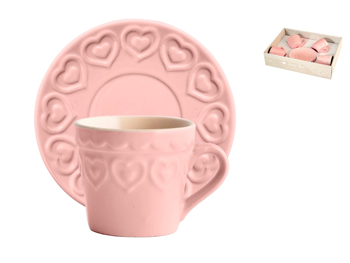 Confezione 4 tazze Brunch in stoneware fairy love con piatto 165cc utilizzabili in microonde e lavabili in lavastoviglie, firmate H&H Lifestyle l Acquista su Un Amore di Casa 