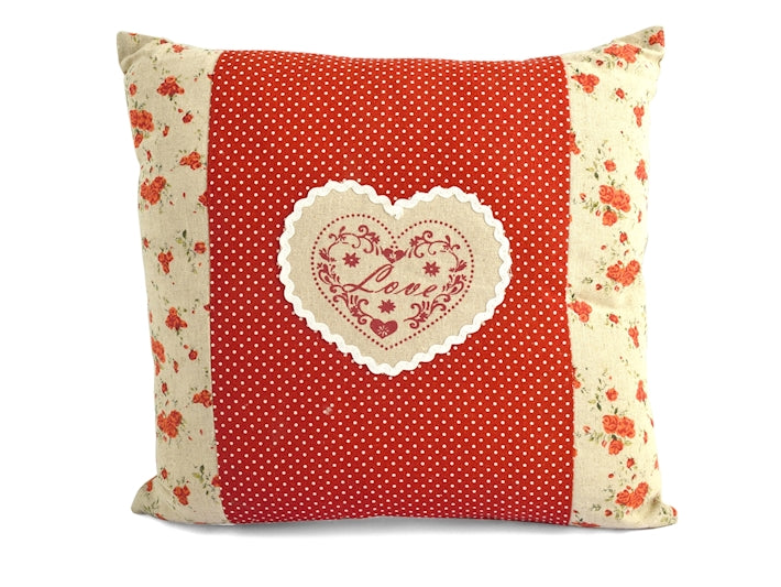 Cuscino quadrato country love in tessuto cm 40 H&H