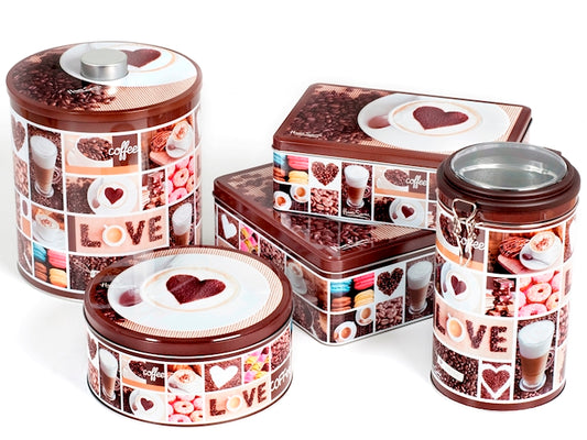 Scatola tonda Coffee Love in latta cm 16x8 h Home