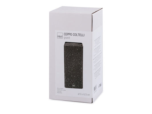 Ceppo porta coltelli quadro nero granito H&H