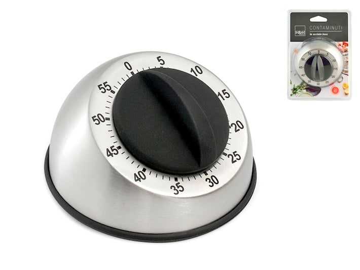 Timer cucina meccanico tondo in inox contaminuti 8cm H&H | Acquista Su Un Amore di Casa Shop