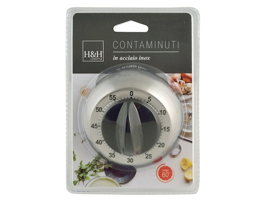 Timer cucina meccanico tondo in inox contaminuti H&H