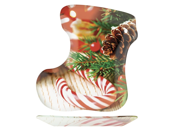 Piatto Natale linea Christmas in vetro Home in Rombo