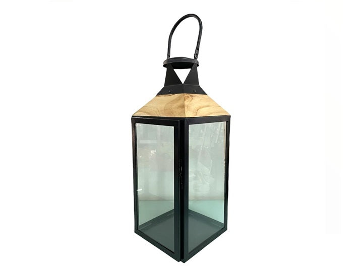 Lanterna portacandela legno, vetro, ferro 22x22x52h Ad Trend – unamoredicasa