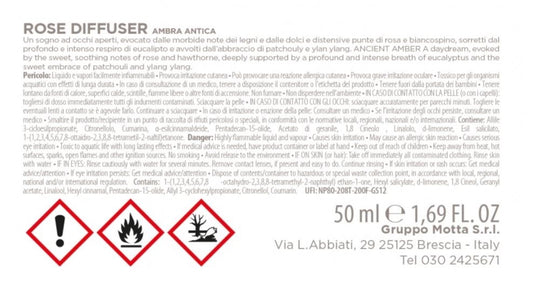 Profumatore d'ambiente vetro diff rosa legno 50ML AMBRA ANTICA